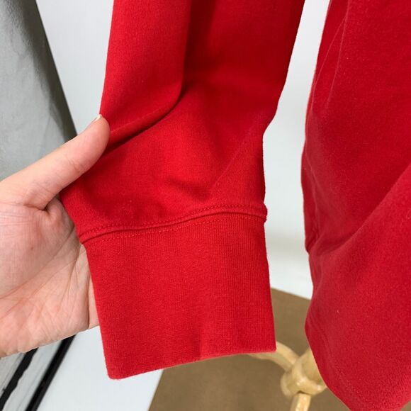 Lands End Mock Neck Shirt Womens L Large Red Solid Long Sleeve Pullover Cotton - Picture 5 of 12